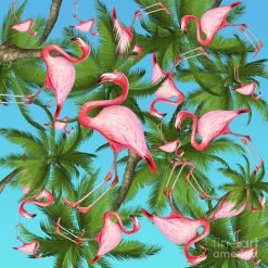 Palm Tree and Flamingos