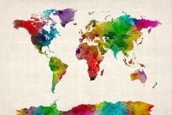 Watercolor Map of the World Map