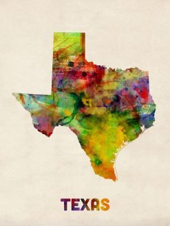 Texas Watercolor Map