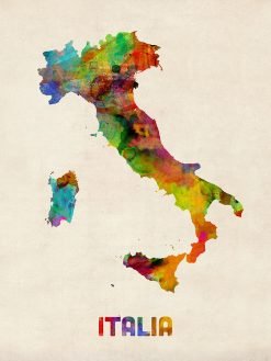 Italy Watercolor Map Italia